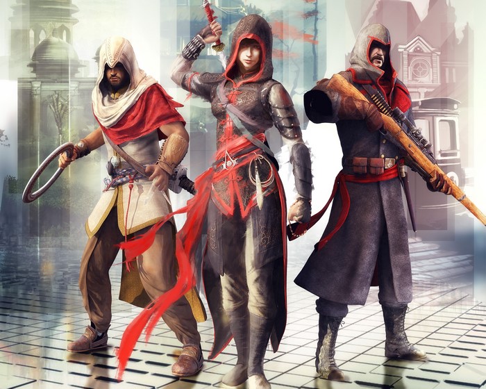 Arbaaz Mir, Shao Jun, and Nikolai Orelov from Assassin's Creed Chronicles