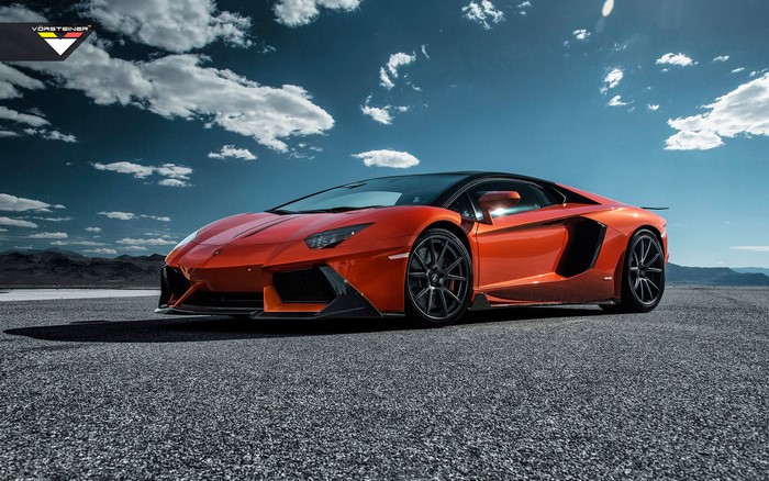 Orange Lamborghini Aventador LP700-4 on Asphalt