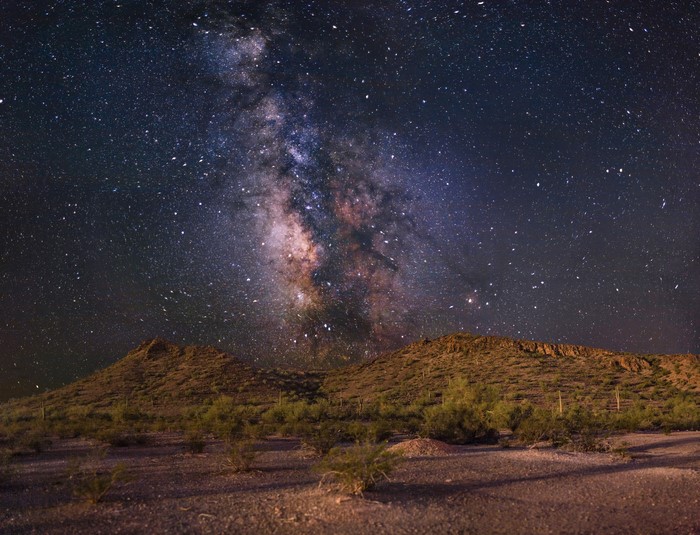 Milky Way over desert mountains