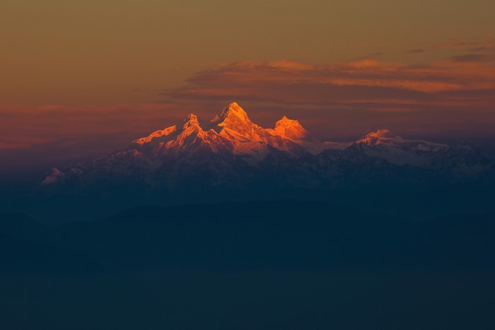 Golden Mountain Peaks at Sunset