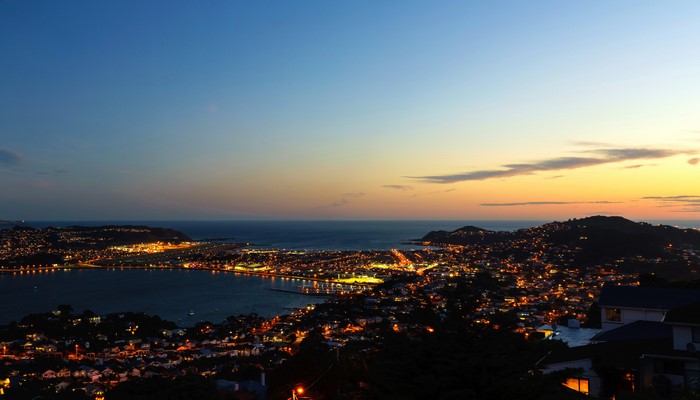 Wellington, New Zealand cityscape at dusk