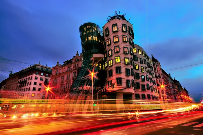 Dancing House in Prague at Night