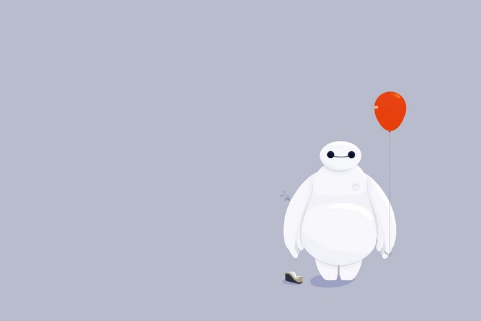 Baymax from Big Hero 6 with a red balloon