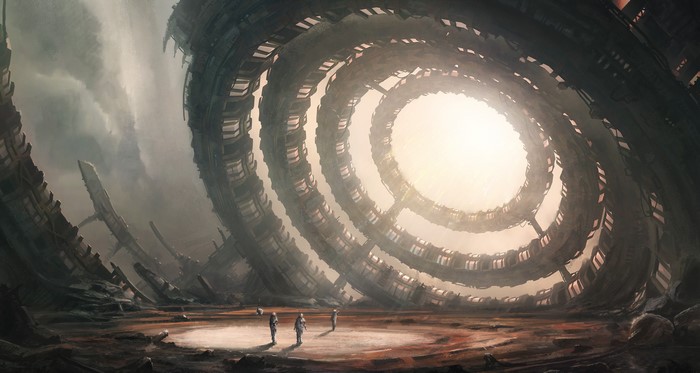 4K Sci-Fi Cosmonauts in Ruined Structure