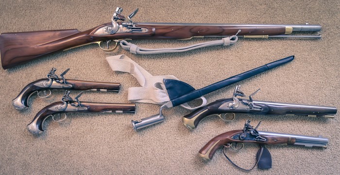 Antique Flintlock Pistols and Rifle