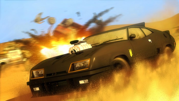 Mad Max V8 Interceptor in Desert Explosion
