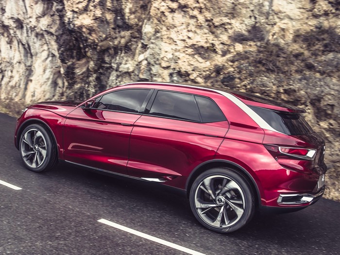 DS Wild Rubis Concept car driving on a road