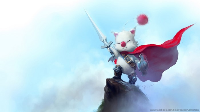 Moogle from Final Fantasy holding a sword