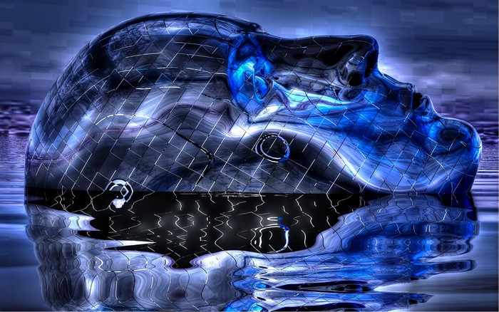 4K abstract metallic head reflection