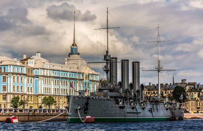 Russian cruiser Aurora in St. Petersburg, Russia