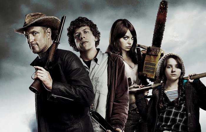 Zombieland: Woody Harrelson, Jesse Eisenberg, Emma Stone, Abigail Breslin