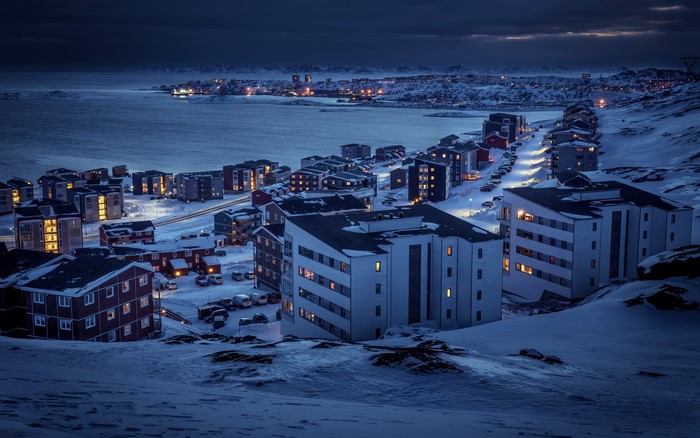 Winter night in Nuuk, Greenland