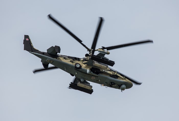 Kamov Ka-52 Alligator helicopter in flight