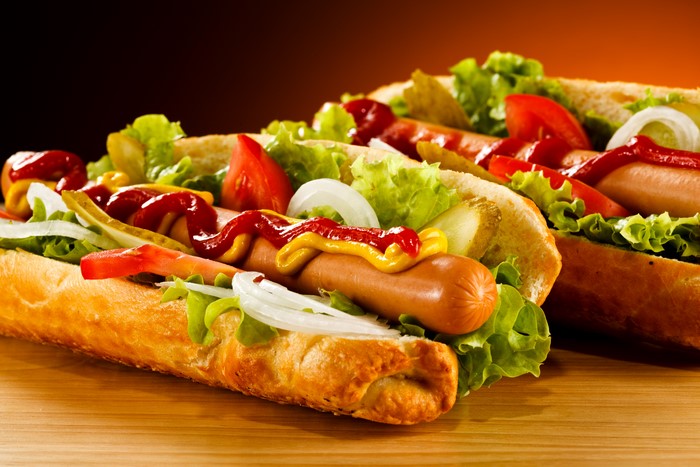 Hot dogs with ketchup and mustard