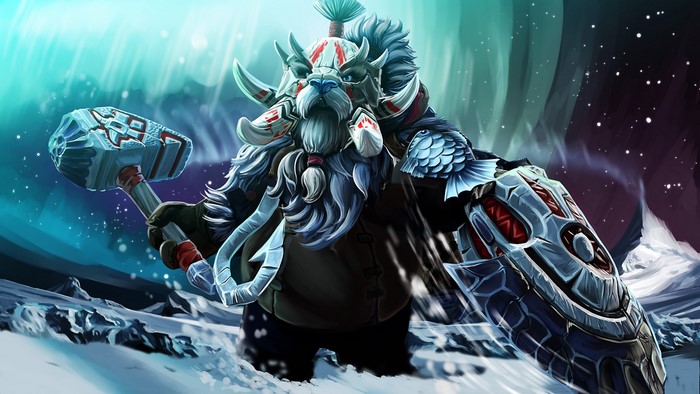 Tusk from DOTA 2 with war hammer and shield