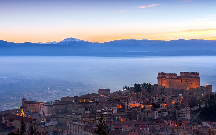 Castello di Celano, Italy at Dusk