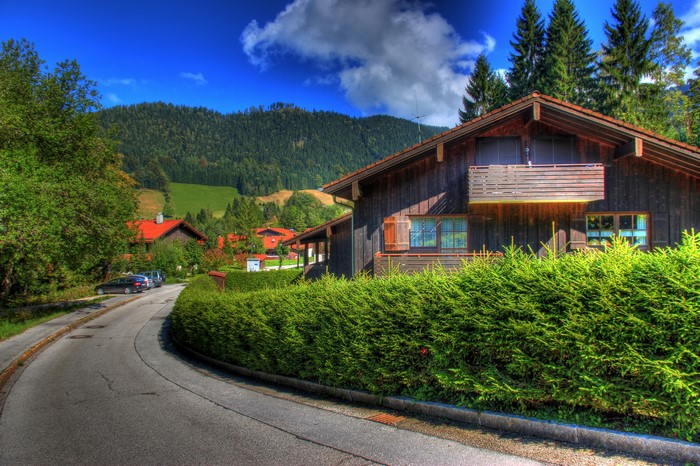 Houses and road in Berchtesgaden, Germany