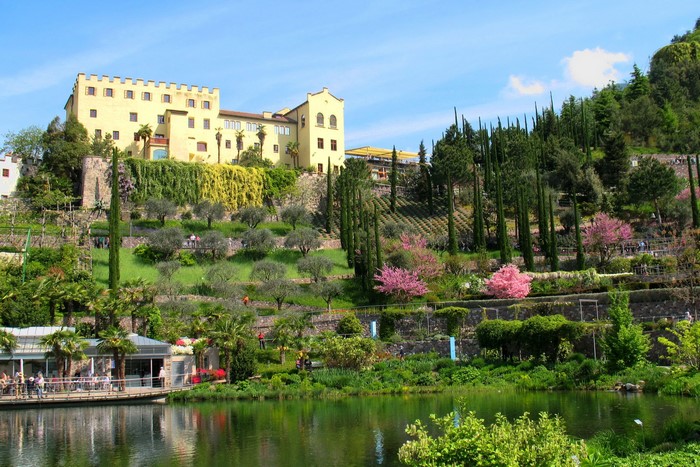 Trauttmansdorff Castle Gardens with Pond and Castle