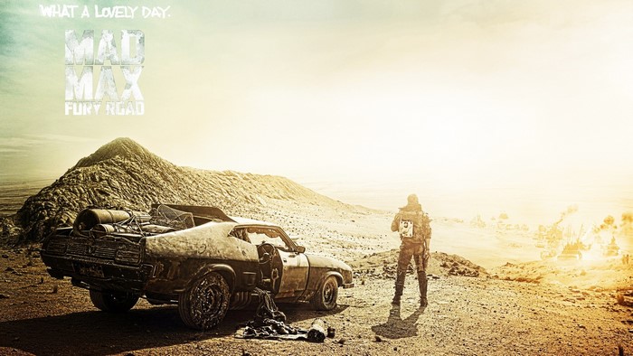 Mad Max: Fury Road desert scene with car and man