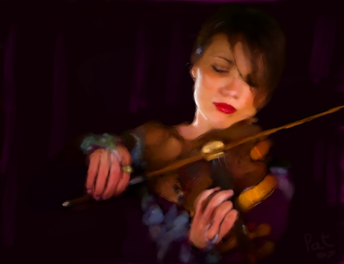 Painting of a woman playing the violin