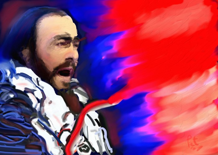 Painting of Luciano Pavarotti