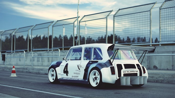White Mini Cooper Quattro Race Car