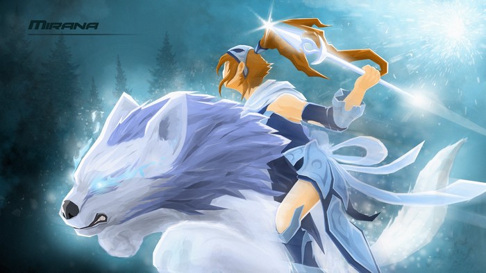 Mirana from DOTA 2 riding a white tiger