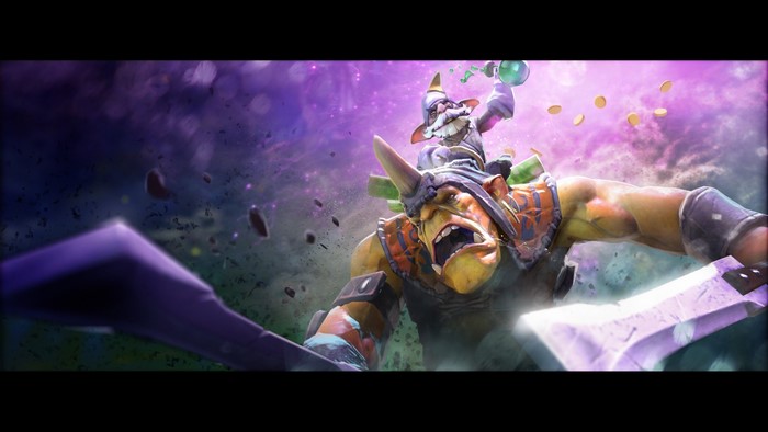 Alchemist from DOTA 2 riding a large creature