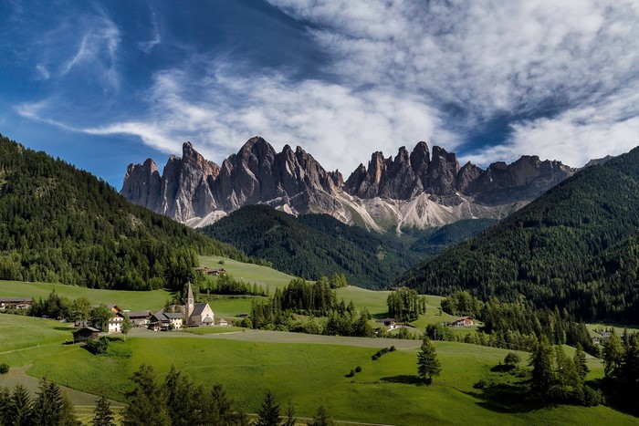 Val di Funes, Italy, with the Odle Peaks in the background