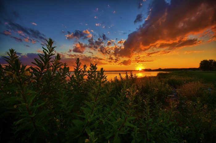 Sunset over Lake St Clair, Michigan, USA