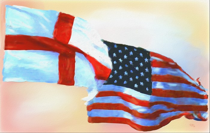 Painting of the flags of England and the USA