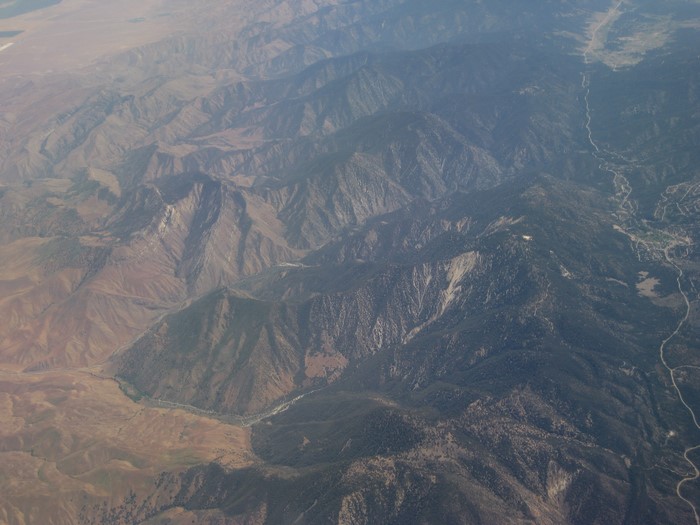 Aerial view of mountains in California, USA