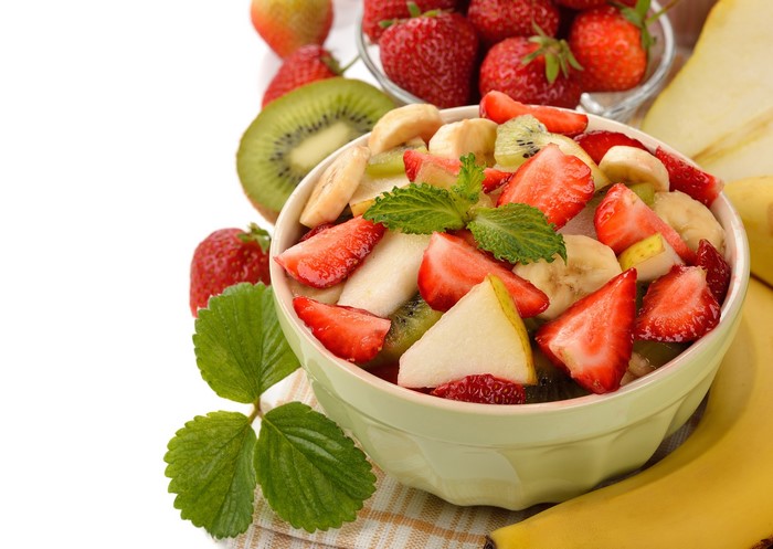 Fruit Salad with Strawberries, Kiwi, and Bananas