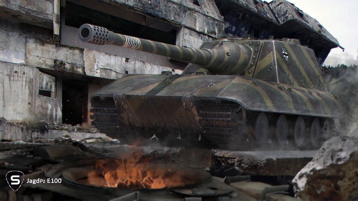 Jagdpanzer E 100 Tank in Battle Scene