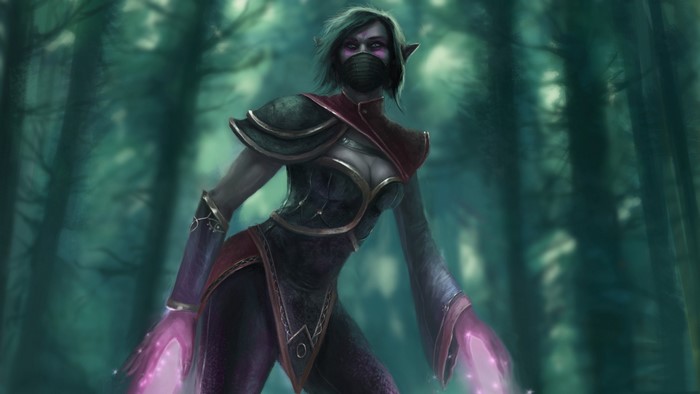 Templar Assassin Lanaya from DOTA 2 casting magic