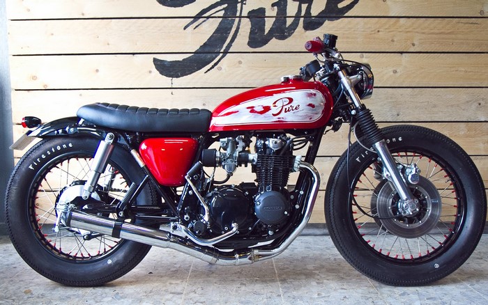 Red Honda Cafe Racer Motorcycle