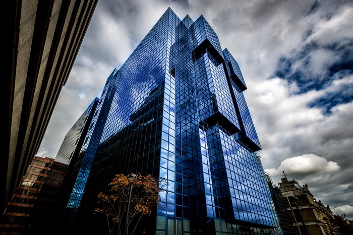 Modern Glass Buildings in London, England