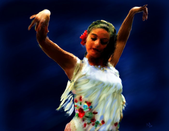 Flamenco Dancer in White Painting Art