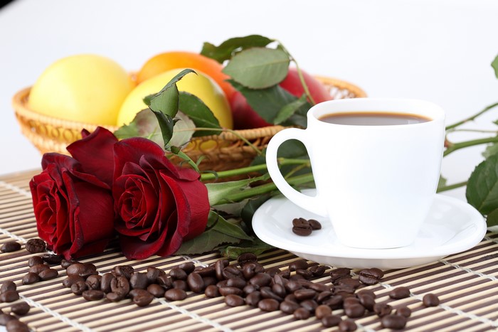 Still-life with Roses, Coffee, and Fruit