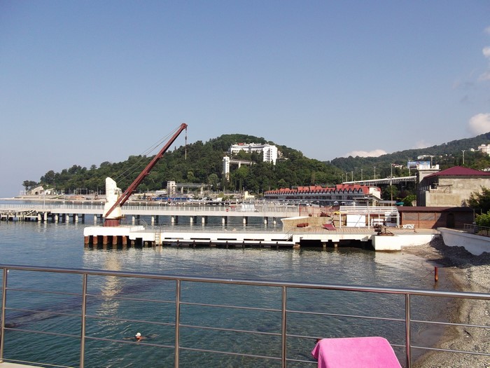Crane on a pier in Khosta, Sochi, Russia