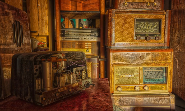 Collection of vintage radios and electronic equipment