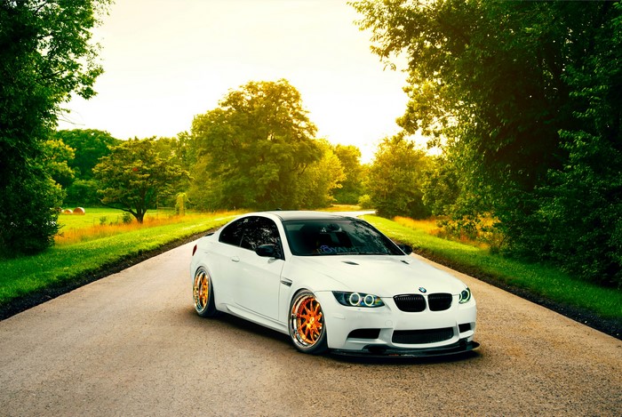 White BMW M3 E92 on a Road