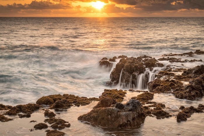 Sunset over Mokolea Rock, Kailua Bay, Hawaii