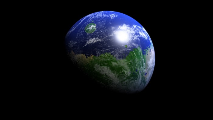 Planet Earth from space with clouds and landmasses