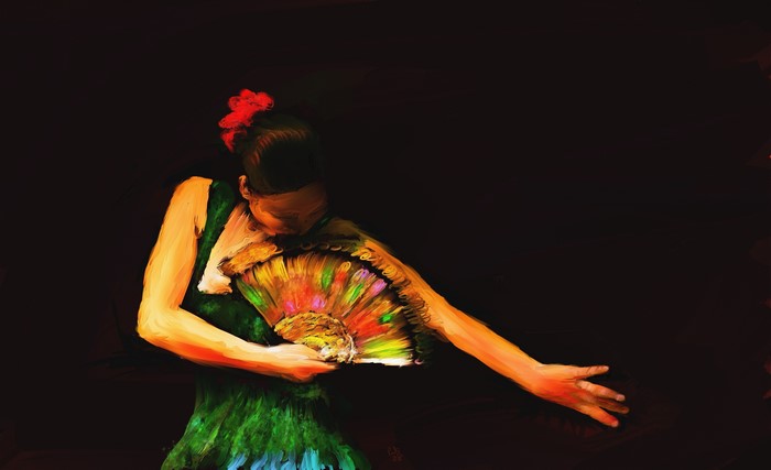 The Flamenco Dancer's Fan Painting Art