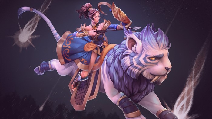 Mirana from DOTA 2 riding a tiger