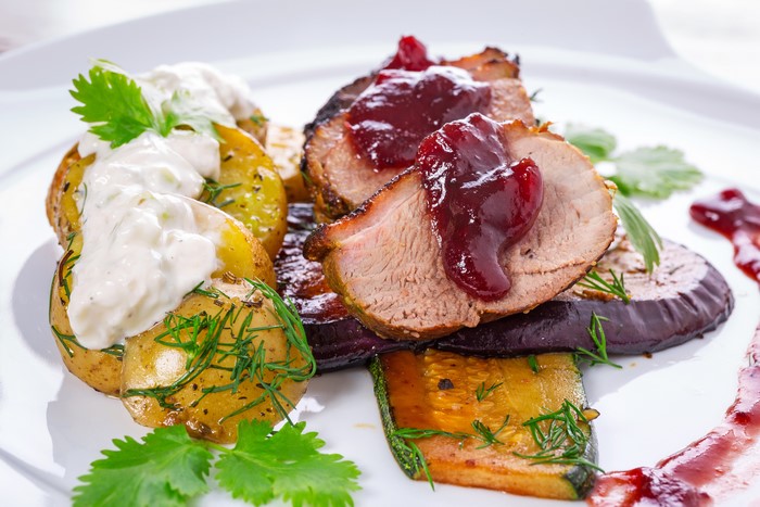 Meat with potatoes and vegetables