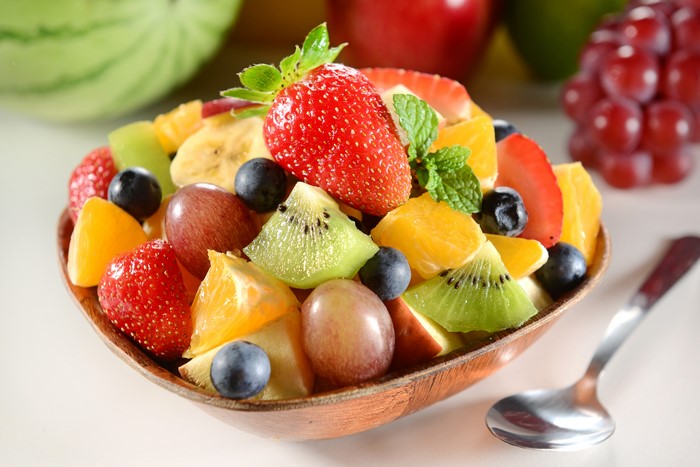 Fruit Salad with Strawberry, Kiwi, and Blueberries