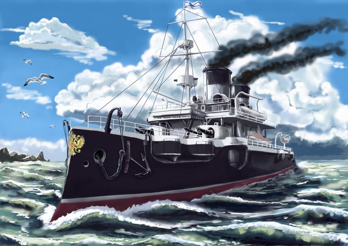 Battleship Ekaterina II painting
