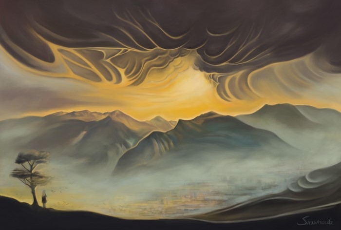 Snowmarite Mountains with Thundercloud